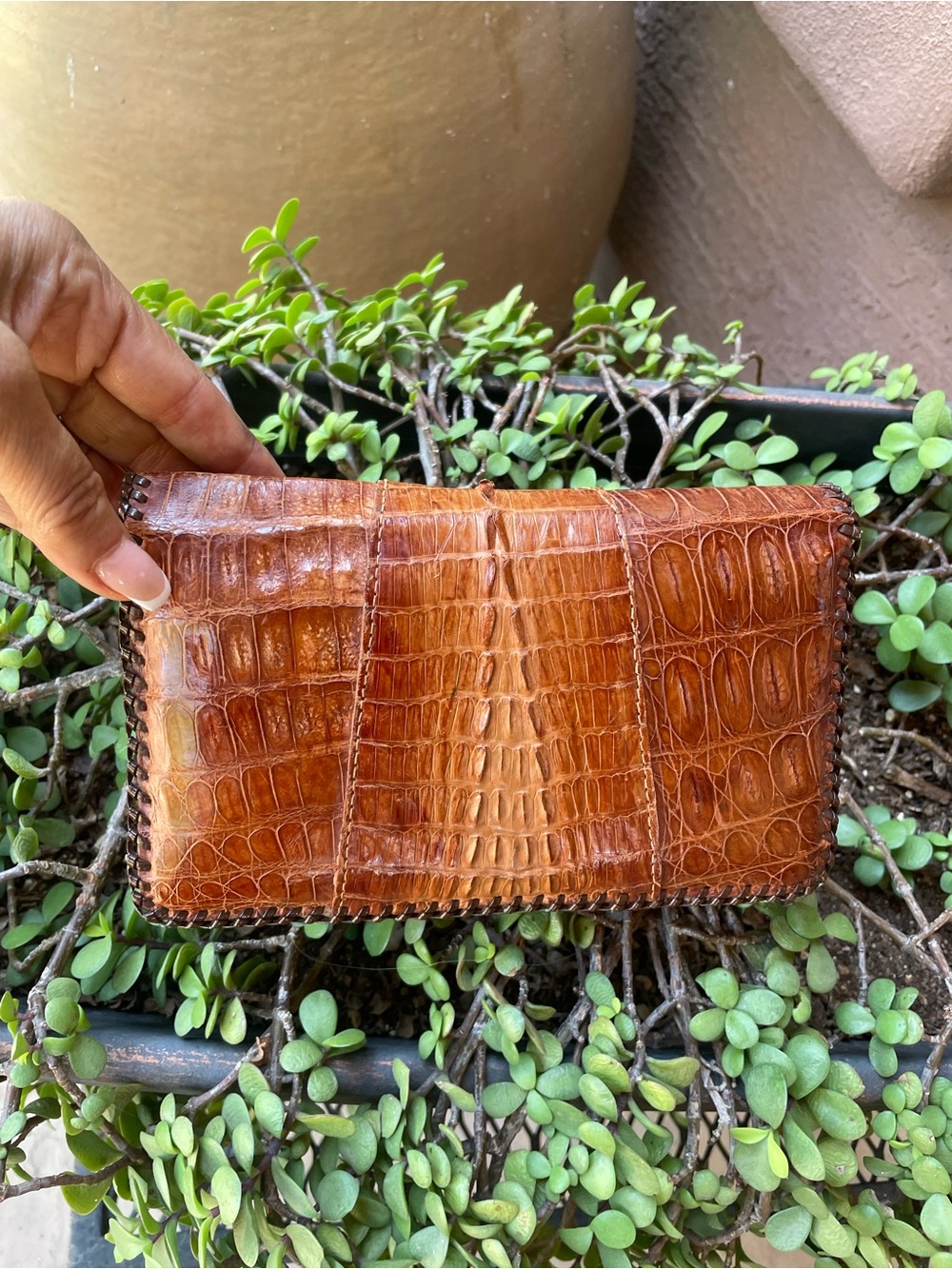 Brown Croc-genuine  Leather Wallet Clutch